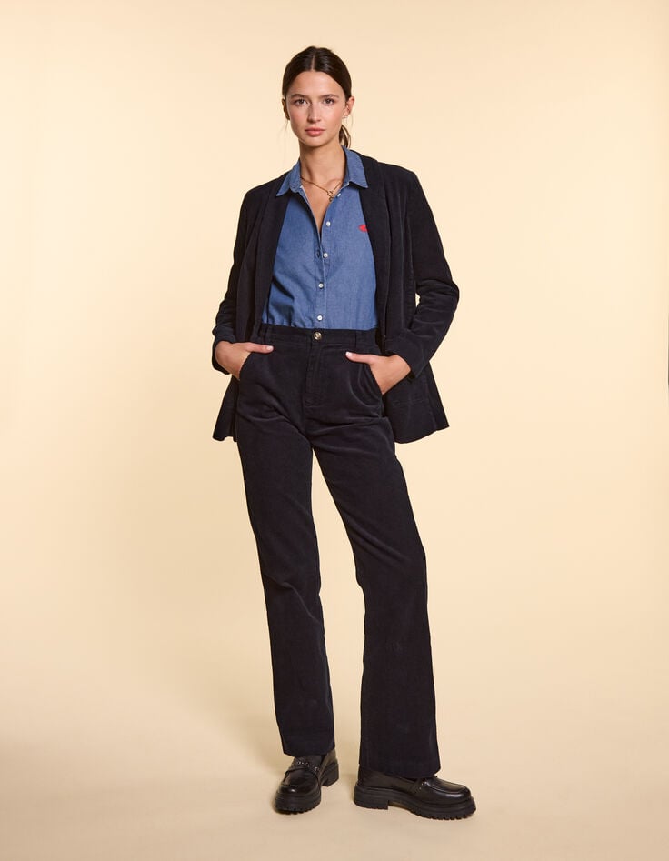 Ikks Veste De Costume Marine Velours Côtelé I.Code