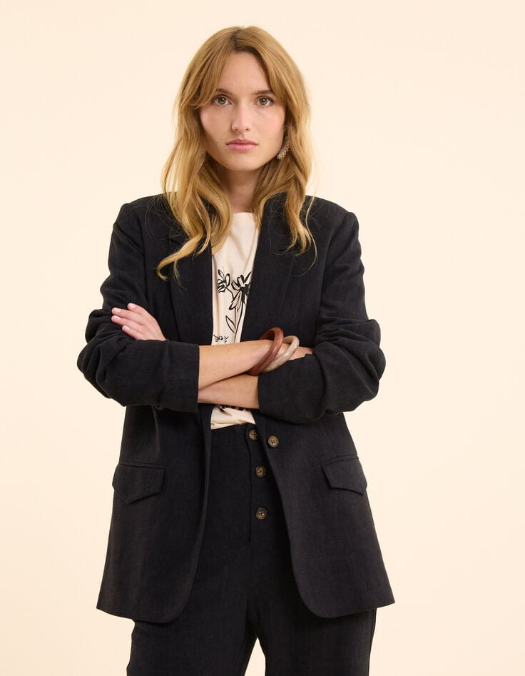 Ikks Veste De Costume Noire Coton Lin I.Code