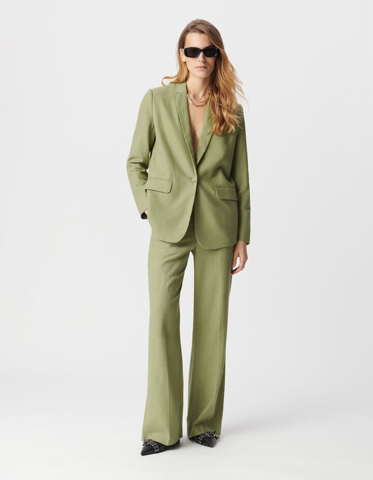 Ikks Veste De Costume Verte Lin Et Coton Femme
