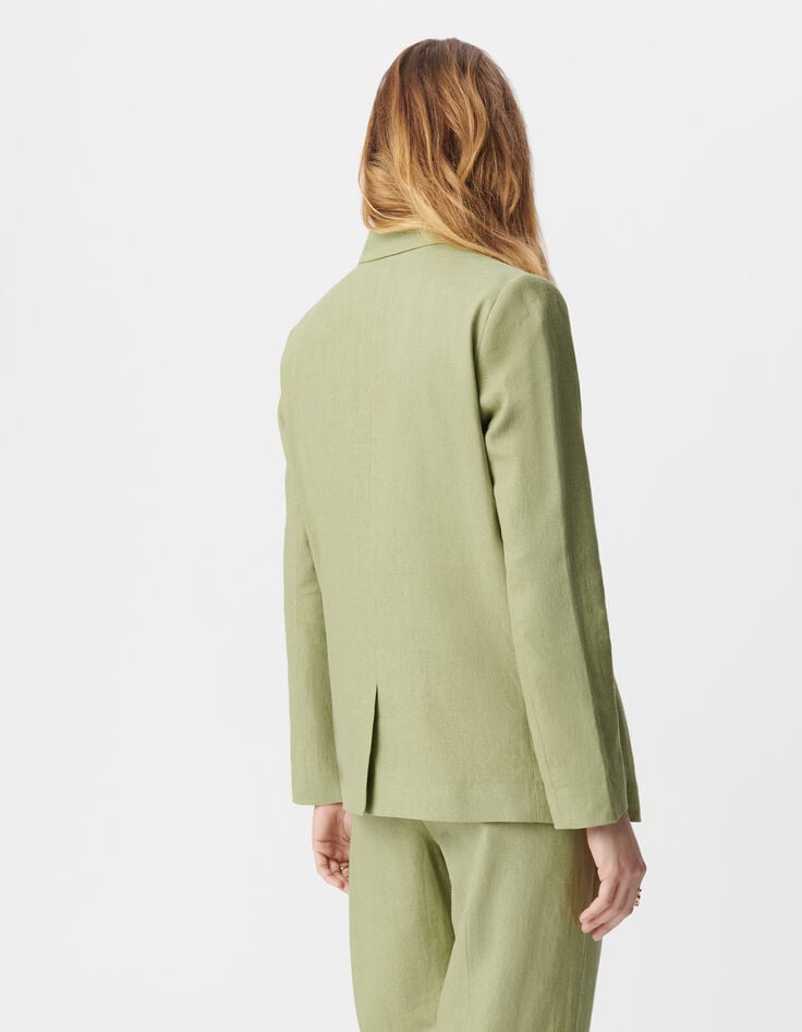 Ikks Veste De Costume Verte Lin Et Coton Femme