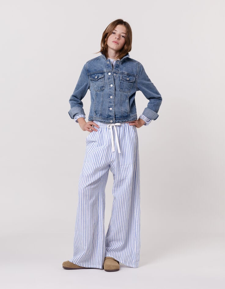 Ikks Veste En Jean Bleu Cropped Fille