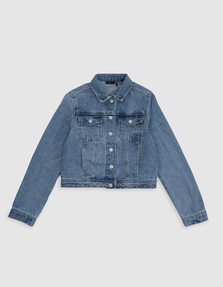 Ikks Veste En Jean Bleu Cropped Fille