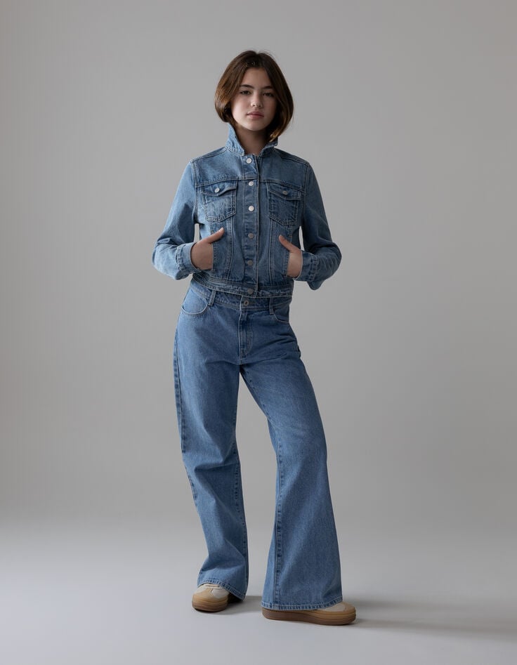 ikks Veste en jean bleu cropped fille