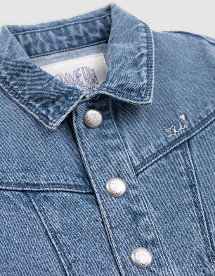 Ikks Veste En Jean Bleu Maxi Broderie Dos Fille