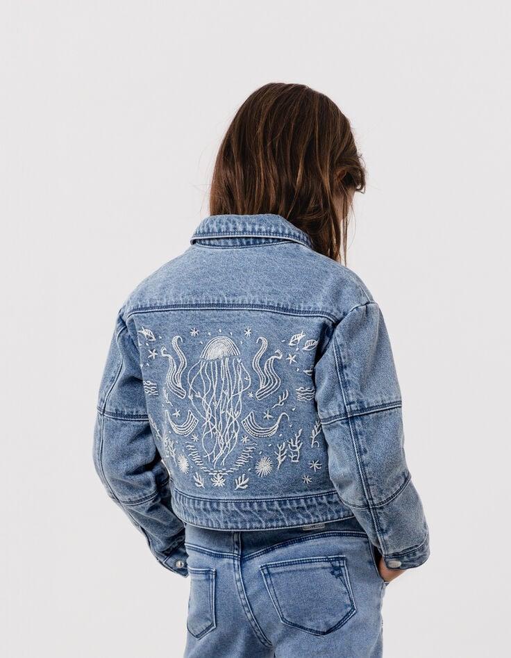 ikks Veste en jean bleu maxi broderie dos fille