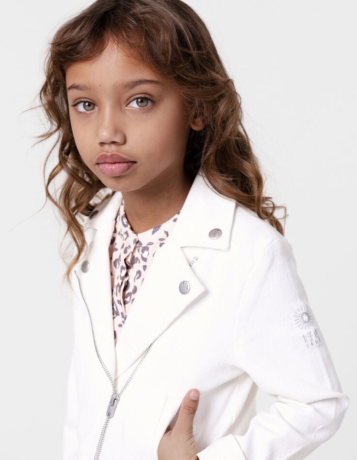 ikks Veste en jean écru esprit motard fille