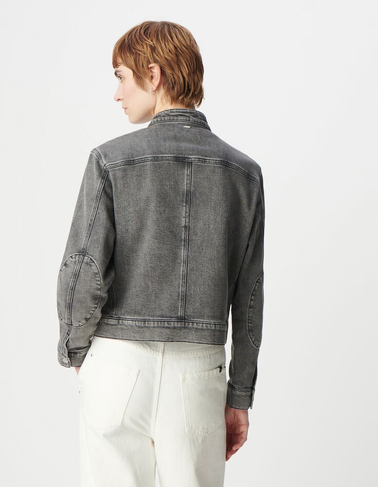 Ikks Veste En Jean Gris Zippée Ajustée Femme