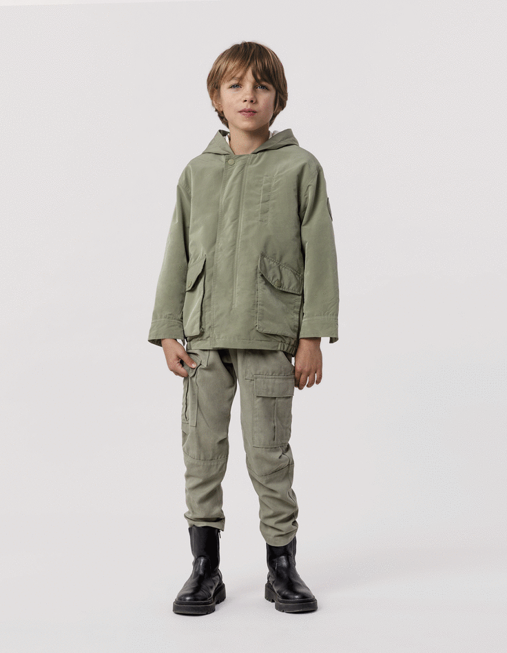 ikks Veste kaki à capuche doublure éponge garçon