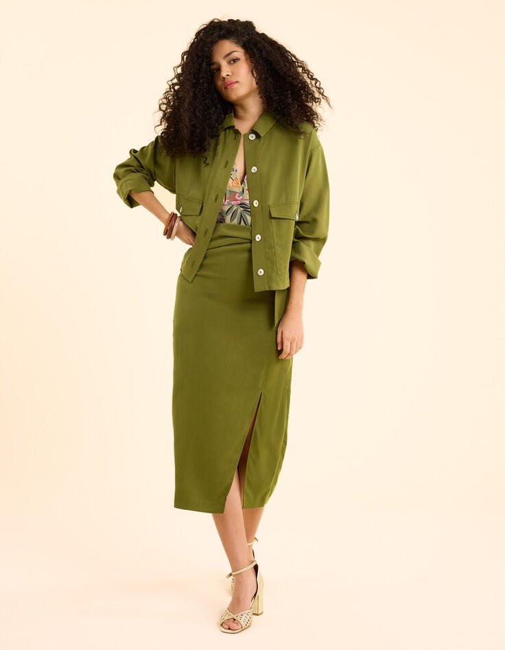 Ikks Veste Kaki Fluide Poches Boutonnées I.Code