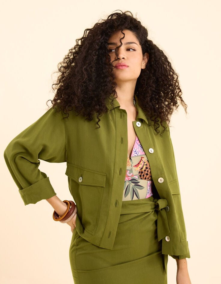 ikks Veste kaki fluide poches boutonnées I.Code