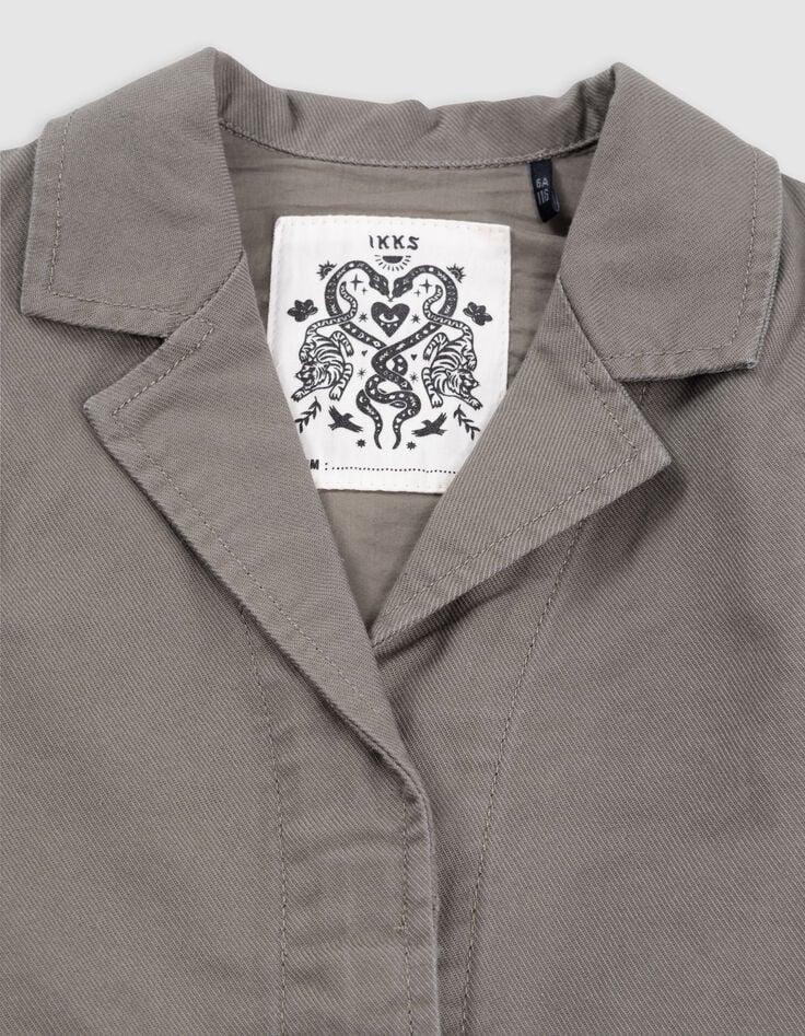 Ikks Veste Saharienne Kaki Maxi Broderie Dos Fille