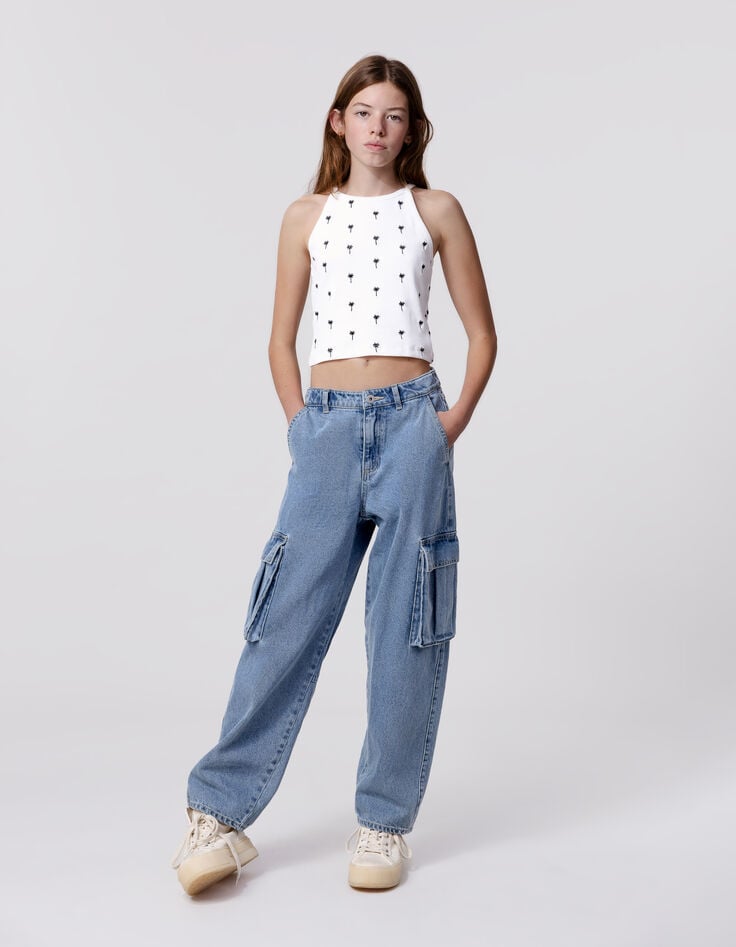 ikks Jean BALLOON bleu Waterless poches battle fille