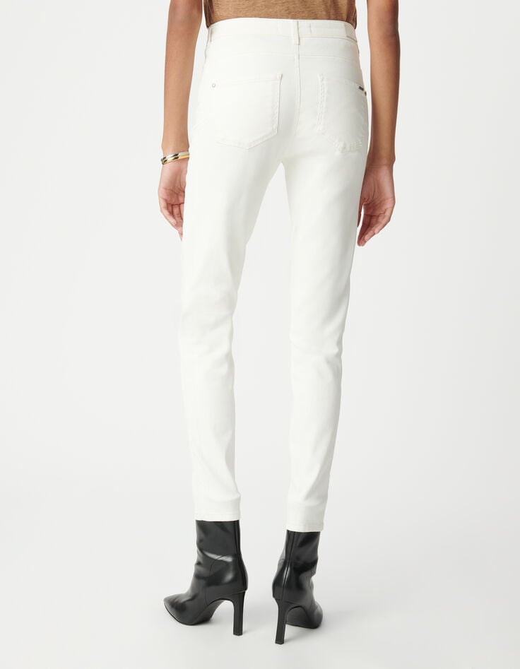 Ikks Jean Blanc Cropped Boutons Apparents Powerstretch Femme