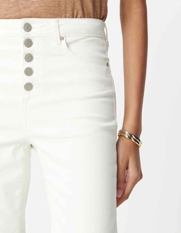 Ikks Jean Blanc Cropped Boutons Apparents Powerstretch Femme