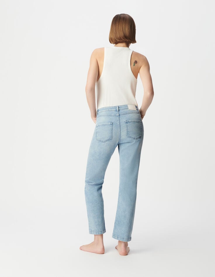 Ikks Jean Bleu Clair Cropped Boutons Apparents Powerstretch Femme