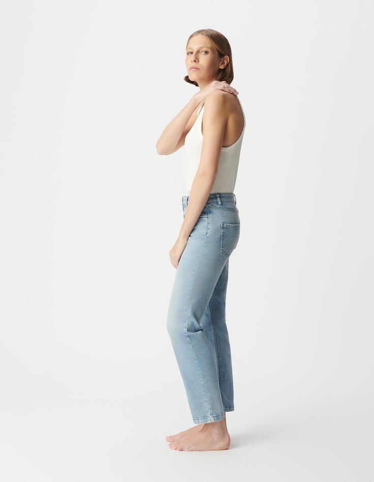Ikks Jean Bleu Clair Cropped Boutons Apparents Powerstretch Femme