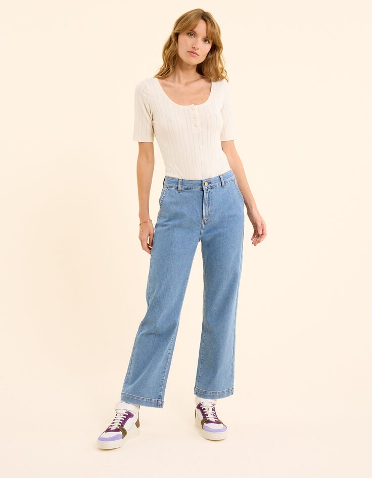 Ikks Jean Droit Bleu Délavé Longueur Cropped I.Code