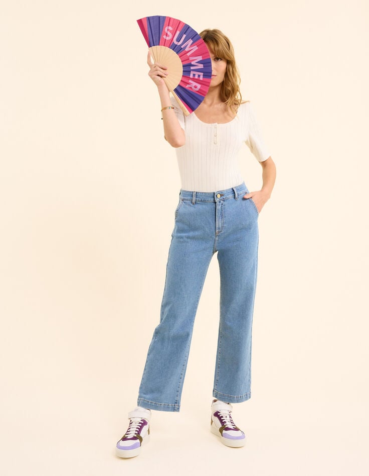 ikks Jean droit bleu délavé longueur cropped I.Code