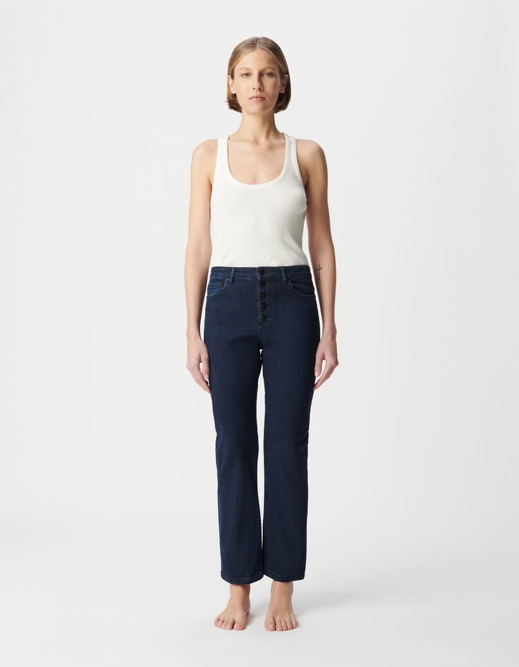 Ikks Jean Droit Bleu Foncé Powerstretch Cropped Femme