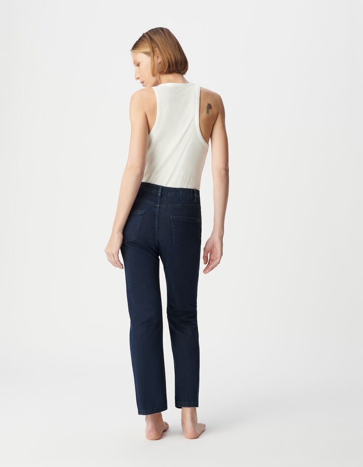 Ikks Jean Droit Bleu Foncé Powerstretch Cropped Femme