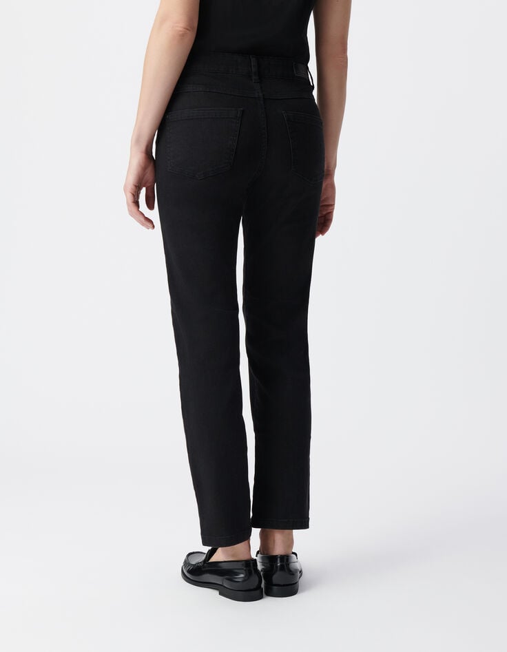 Ikks Jean Droit Noir Délavé Boutons Apparents Femme