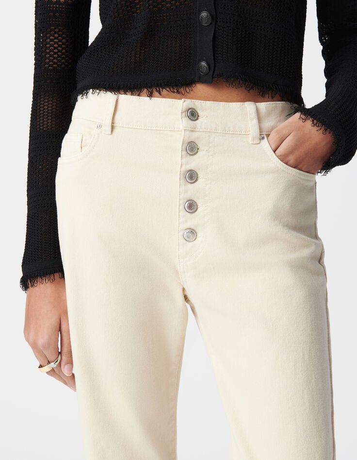 Ikks Jean Flare Beige Waterless Boutons Apparents Femme