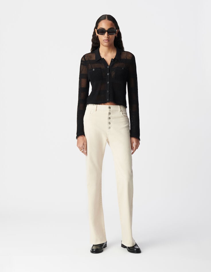 ikks Jean flare beige Waterless boutons apparents Femme