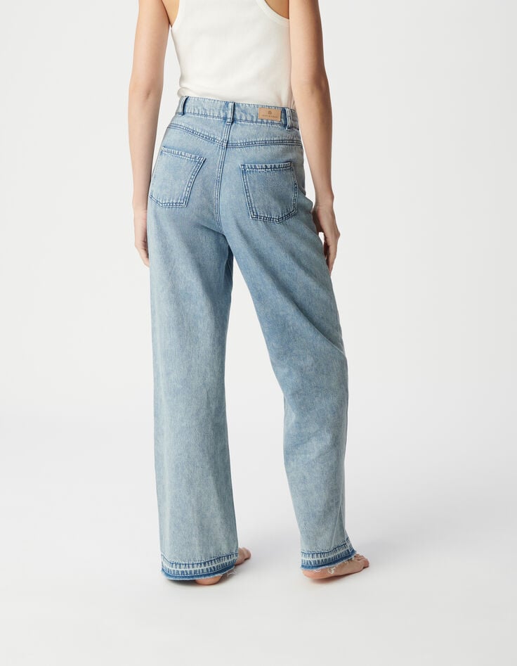 Ikks Jean Large Bleu Clair Taille Haute à Bords Francs Femme