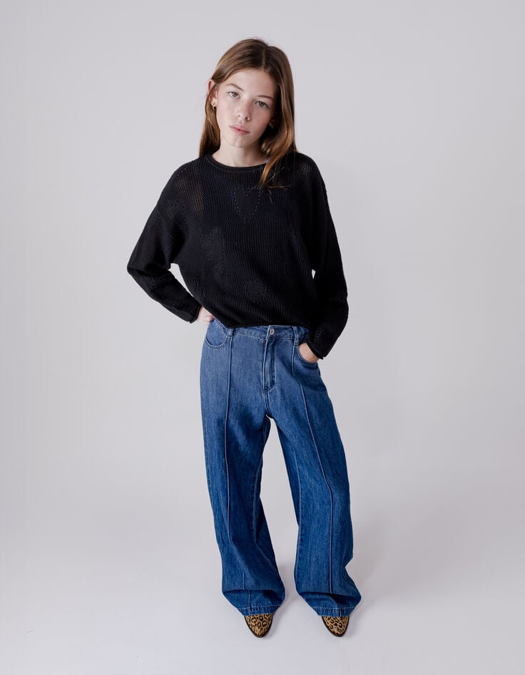 ikks Jean LARGE bleu Waterless avec plis marqués fille