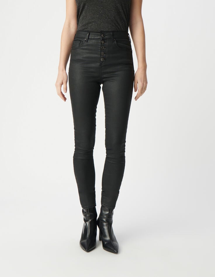 Ikks Jean Noir Cropped Boutons Apparents Powerstretch Femme