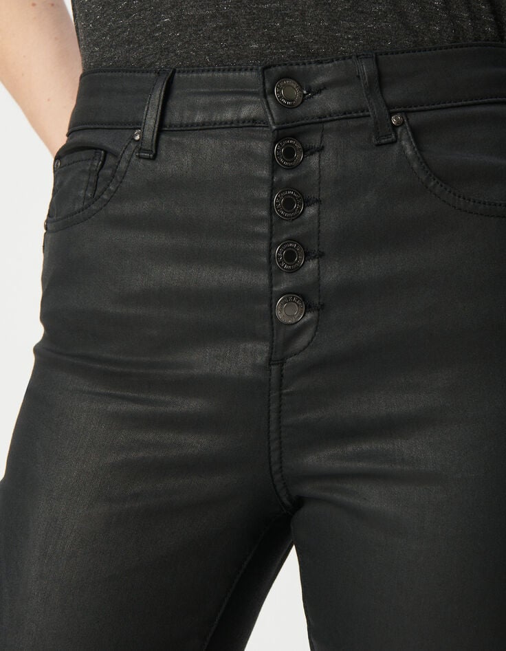 Ikks Jean Noir Cropped Boutons Apparents Powerstretch Femme