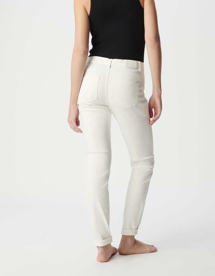 Ikks Jean Slim Blanc Powerstretch Laçage Poches Femme