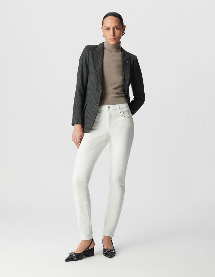 ikks Jean slim blanc Powerstretch laçage poches Femme