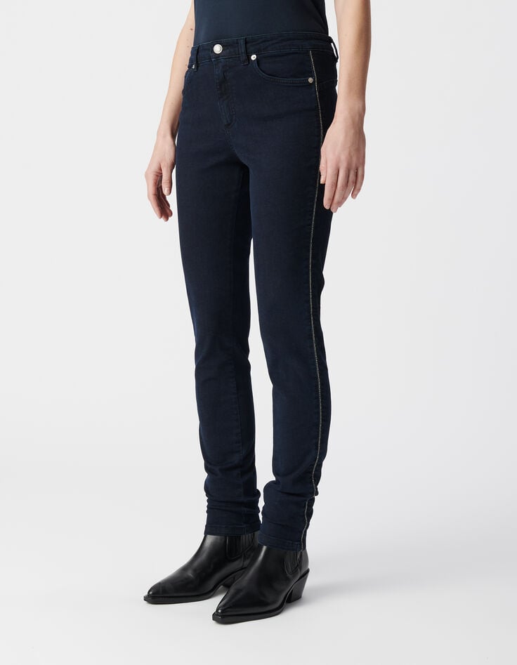Ikks Jean Slim Bleu Foncé Décor Chaînes Côtés Femme
