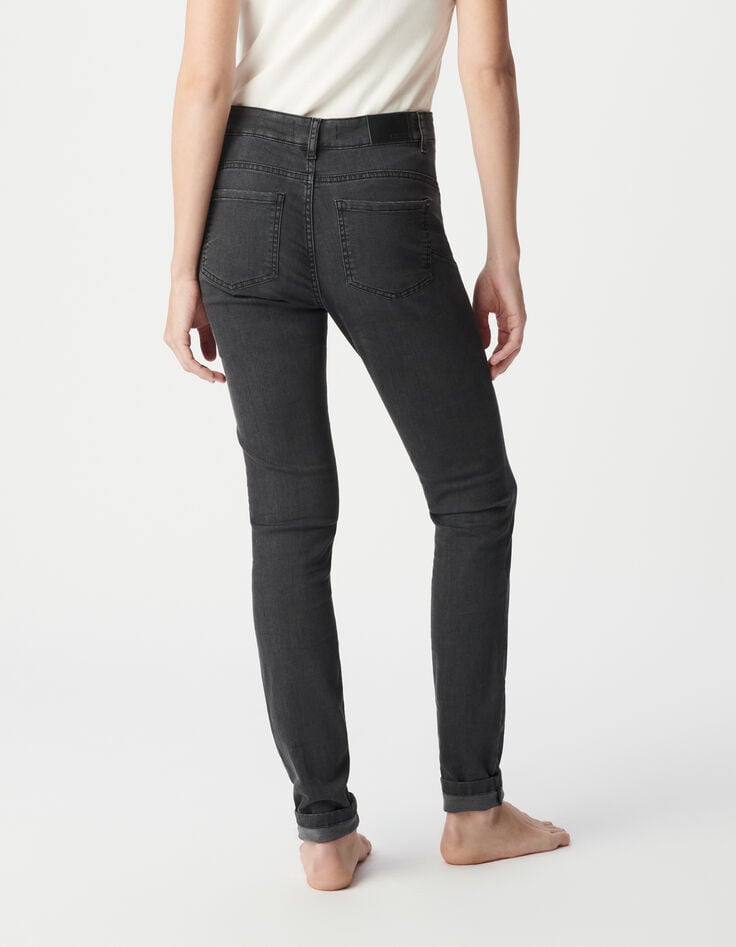 Ikks Jean Slim Gris Powerstretch Décor Laçage Poches Femme