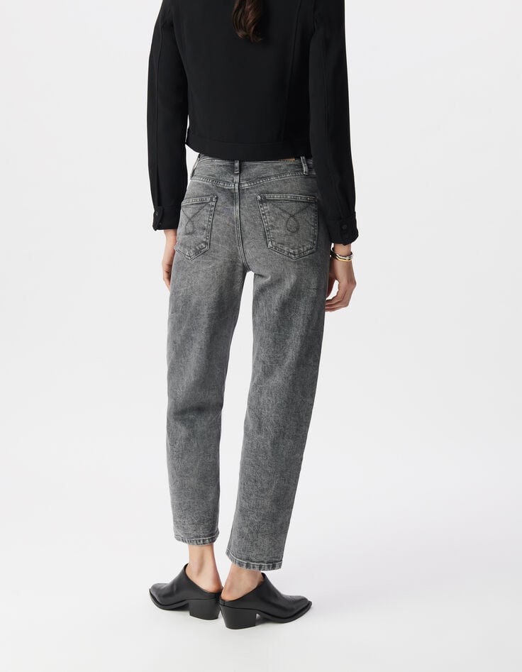 Ikks Jean Slouchy En Coton BCI Gris Longueur Cropped Femme