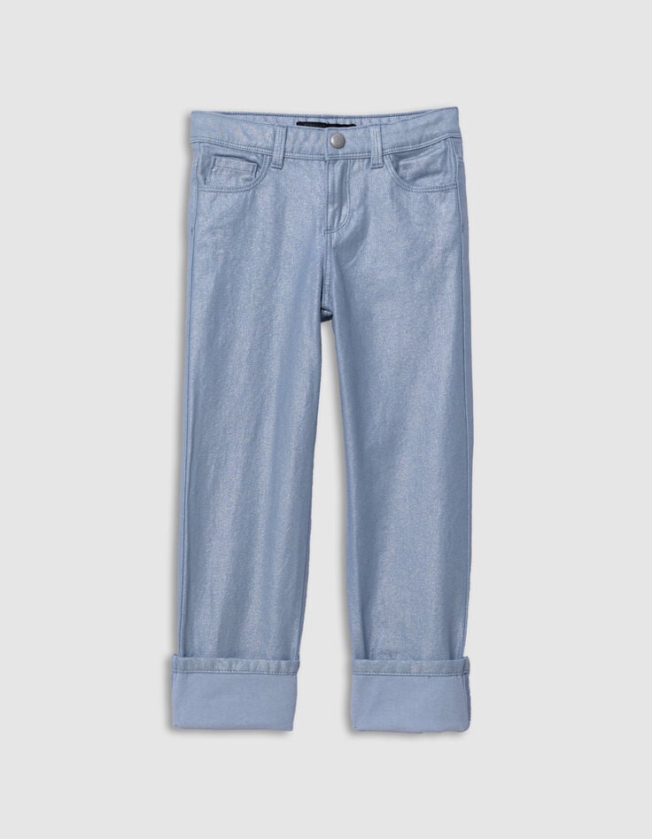 Ikks Jean STRAIGHT Bleu Enduit Irisé Maxi Revers Fille