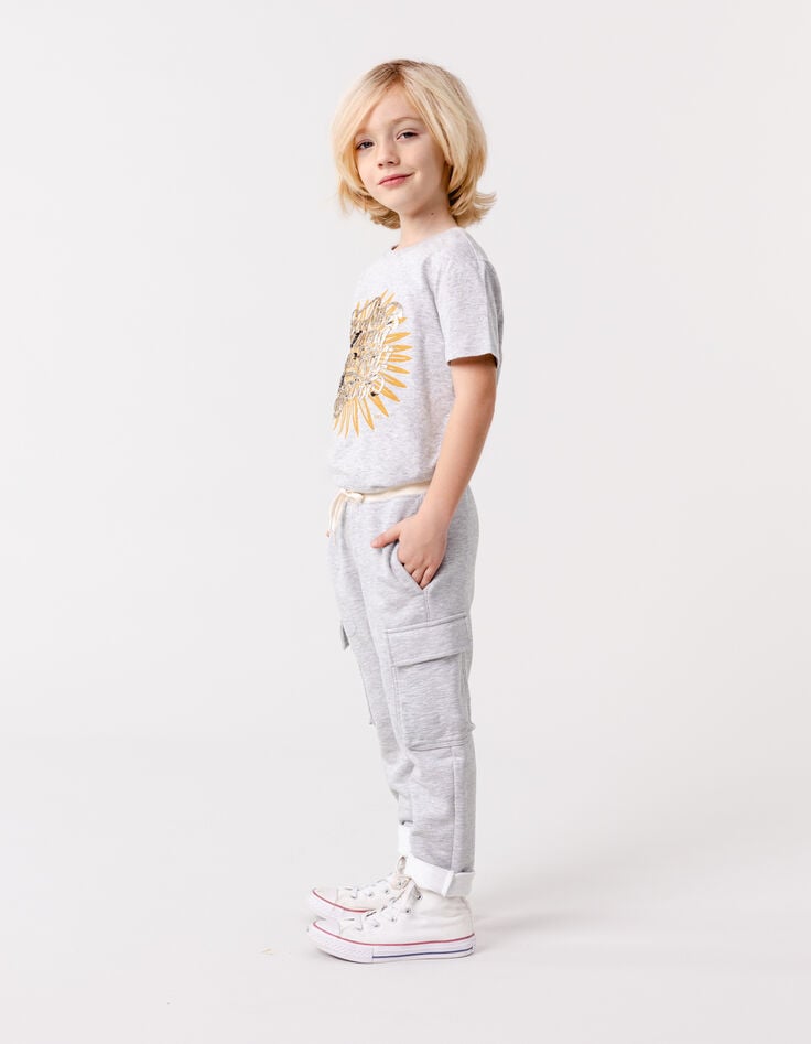 ikks Jogging BATTLE gris ceinture contrastée garçon