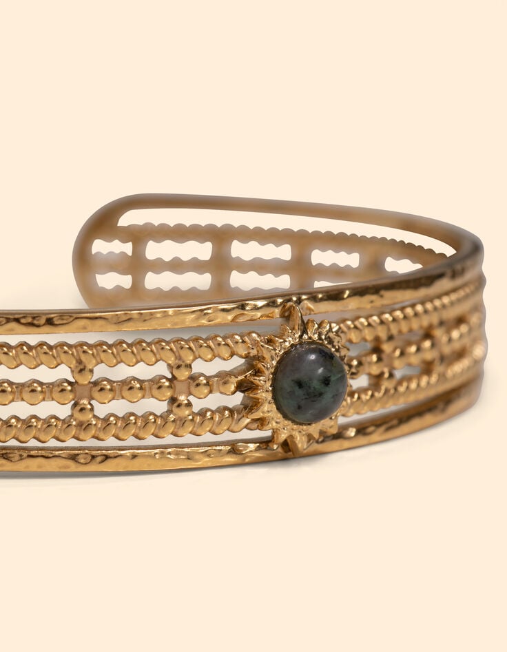 Ikks Jonc Ajustable Métal Jaune Et Perle Grise I.Code