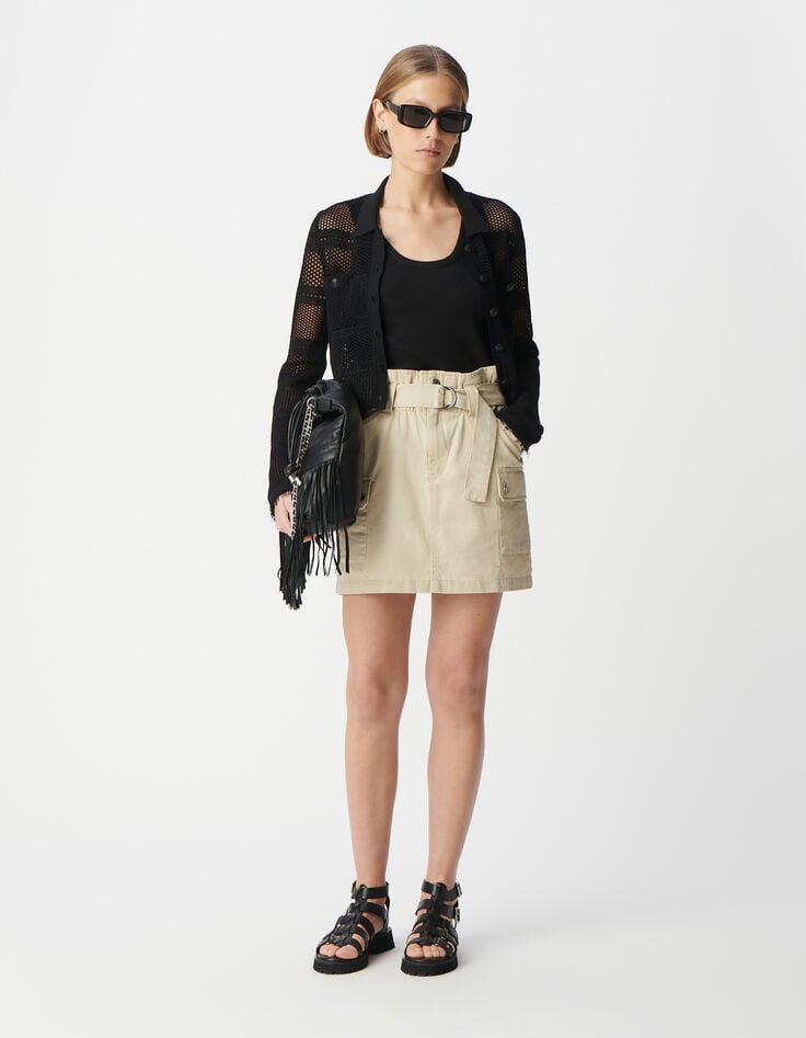 ikks Jupe courte beige esprit battle ceinturée Femme