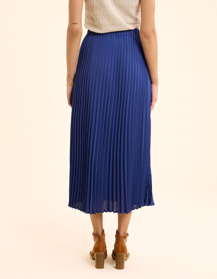 Ikks Jupe Longue Bleue Plissée Boutons Côtés I.Code