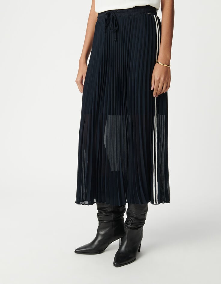 Ikks Jupe Longue Plissée Avec Détail Bandes Sport Femme