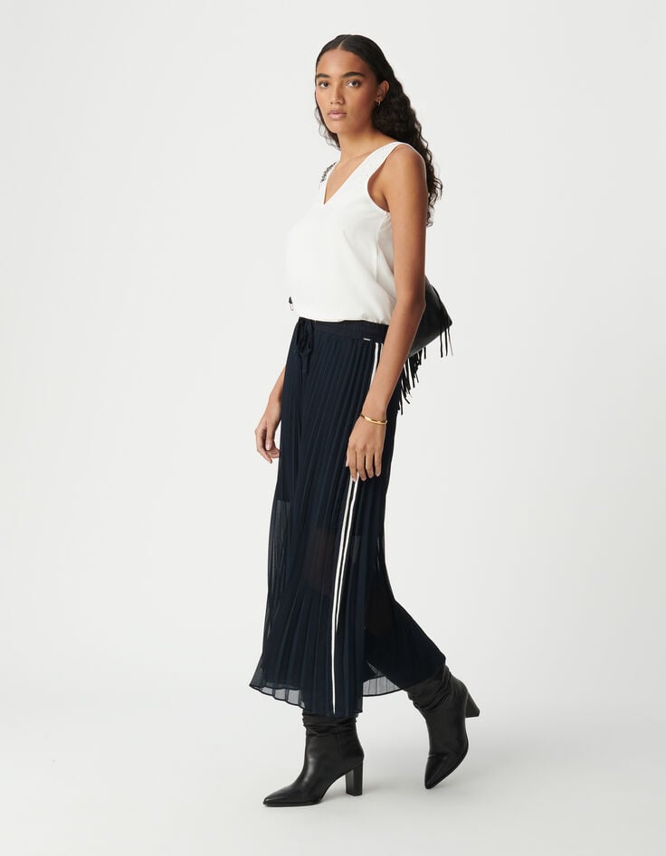 ikks Jupe longue plissée avec détail bandes sport femme