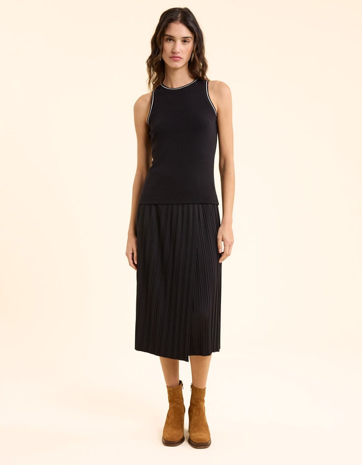 Ikks Jupe Midi Noire Plissée Forme Portefeuille I.Code