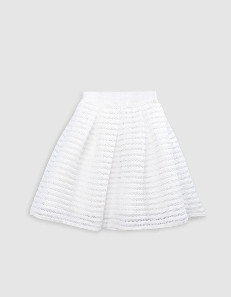 ikks Jupe patineuse blanche rayures ajourées dentelle fille