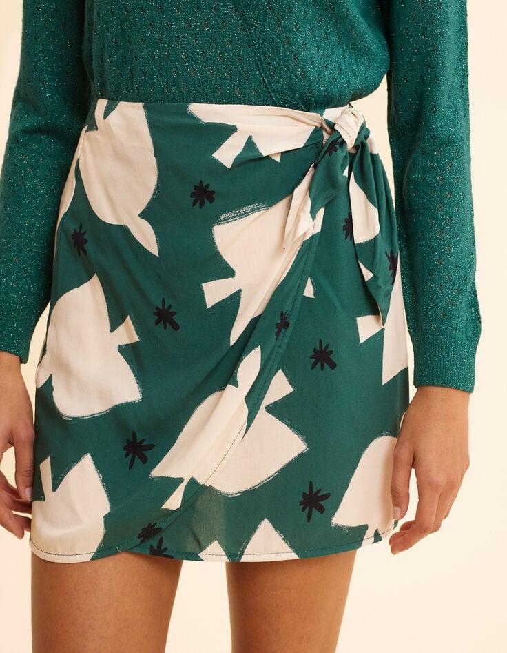 Ikks Jupe Portefeuille Verte Imprimé Maxi Oiseaux I.Code