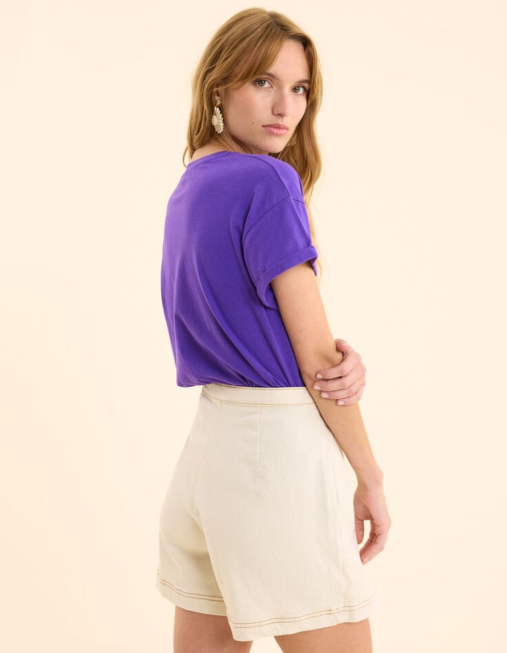 Ikks Jupe-short En Jean écru Surpiqûres Ocre I.Code