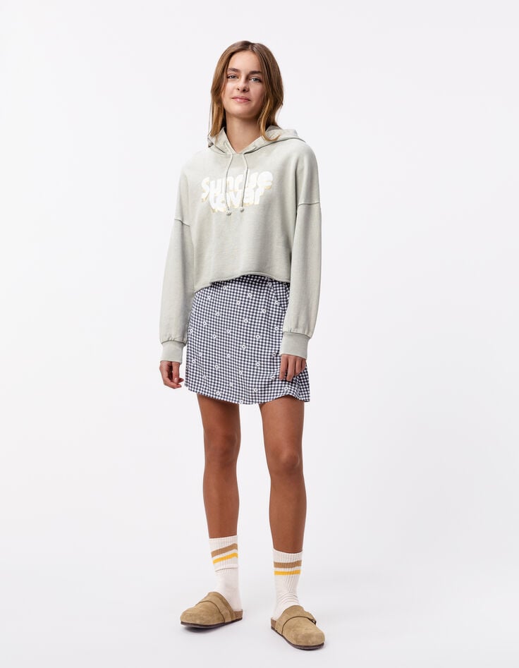 ikks Jupe-short noire imprimé vichy et fleurs fille