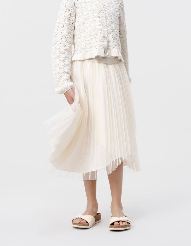 ikks Jupe-tutu midi écrue plissée asymétrique fille