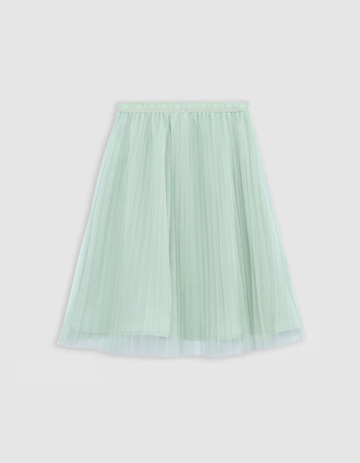 Ikks Jupe-tutu Midi Vert D'eau Plissée Asymétrique Fille